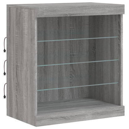 Sideboard mit LED-Leuchten Grau Sonoma 142,5x37x67 cm