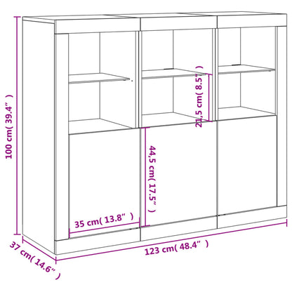 Sideboards mit LED-Leuchten 3 Stk. Grau Sonoma Holzwerkstoff