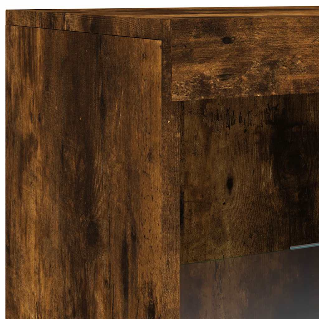 Sideboards mit LED-Leuchten 3 Stk. Räuchereiche Holzwerkstoff
