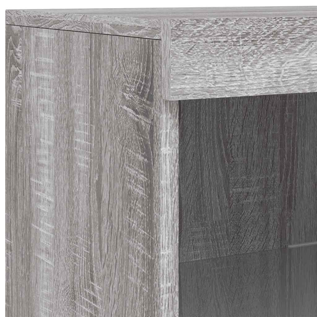 Sideboards mit LED-Leuchten 3 Stk. Grau Sonoma Holzwerkstoff