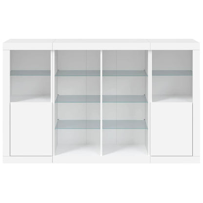 Sideboards mit LED-Leuchten 3 Stk. Weiß Holzwerkstoff
