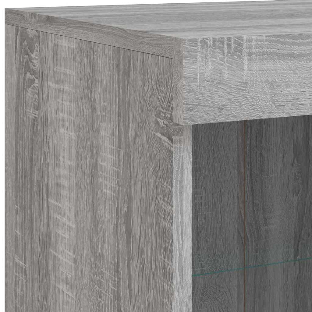 Sideboards mit LED-Leuchten 3 Stk. Grau Sonoma Holzwerkstoff