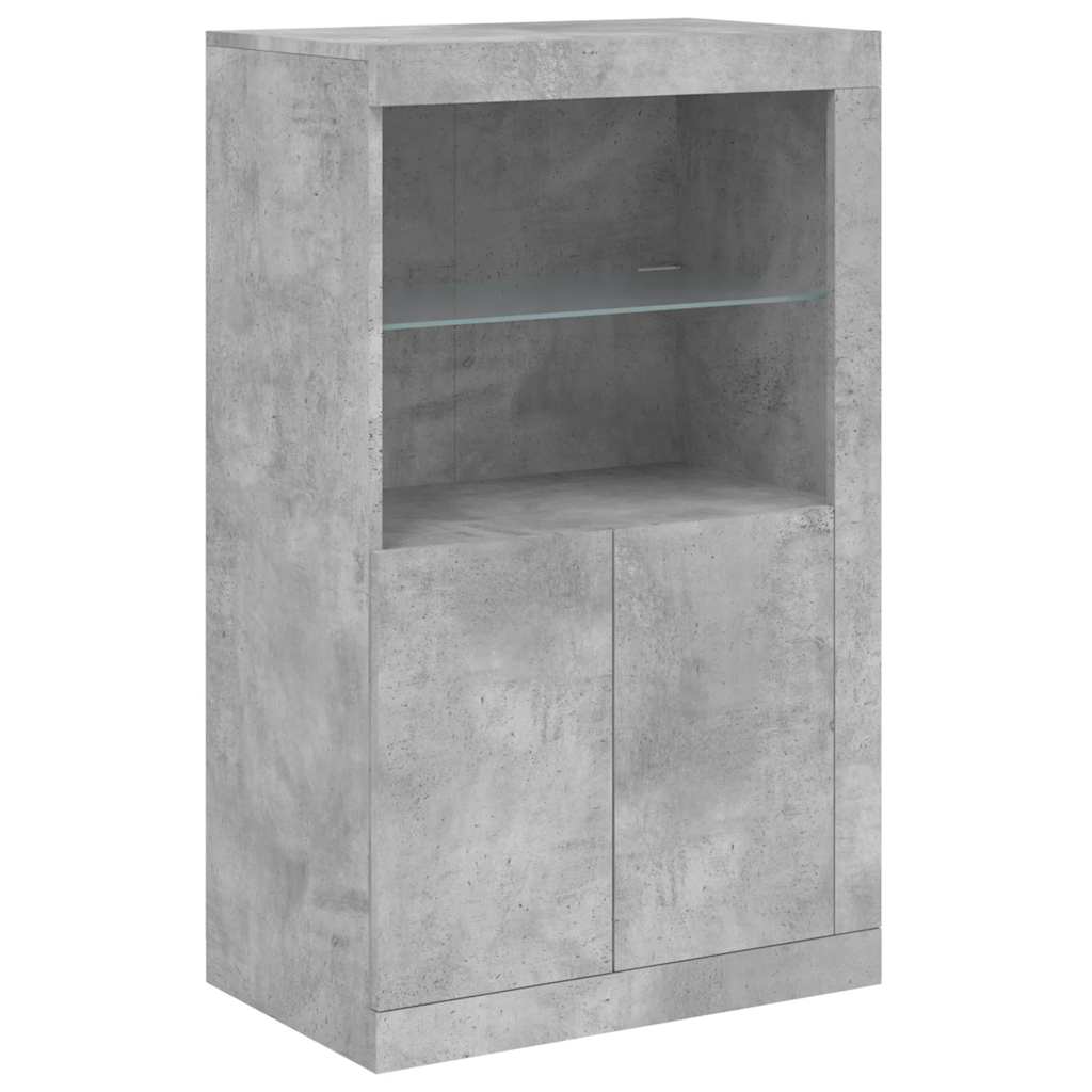 Sideboard mit LED-Leuchten Betongrau 162x37x100 cm