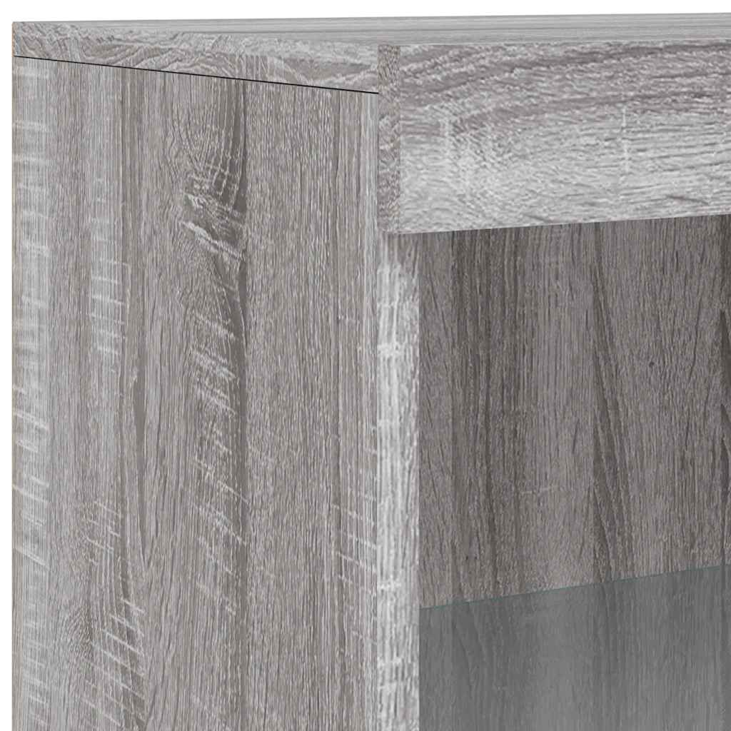 Sideboard mit LED-Leuchten Grau Sonoma 181,5x37x100 cm