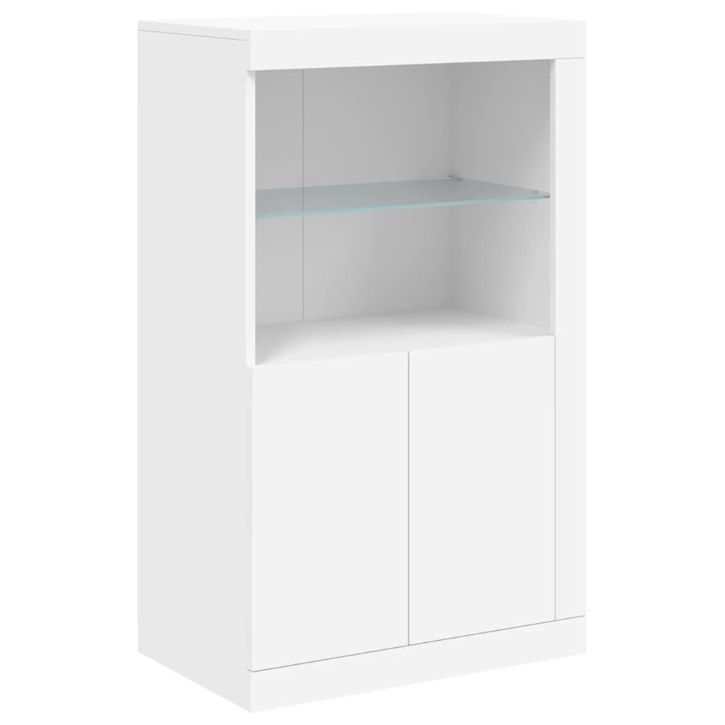 Sideboard mit LED-Leuchten Weiß 162x37x100 cm