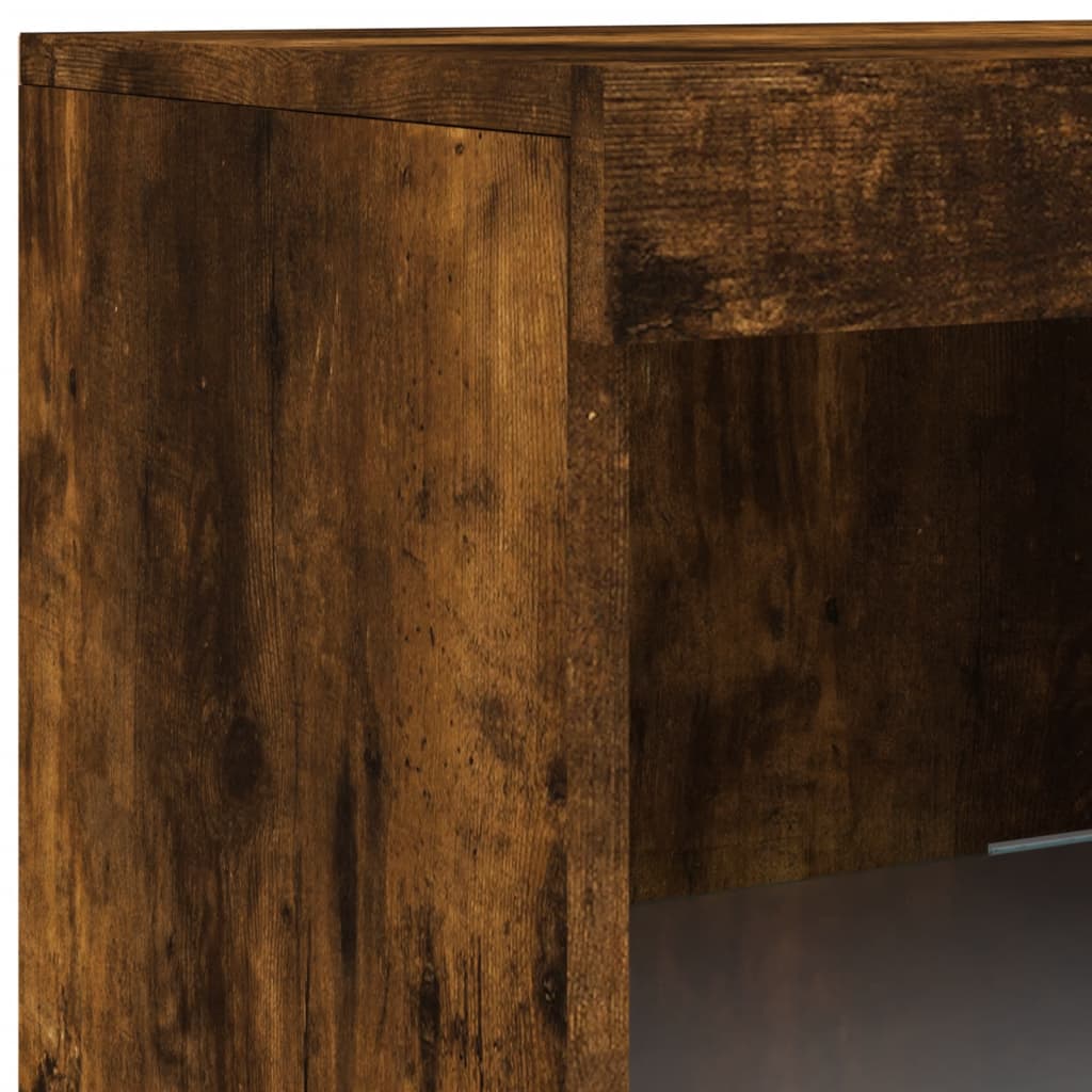 Sideboard mit LED-Leuchten Räuchereiche 162x37x100 cm