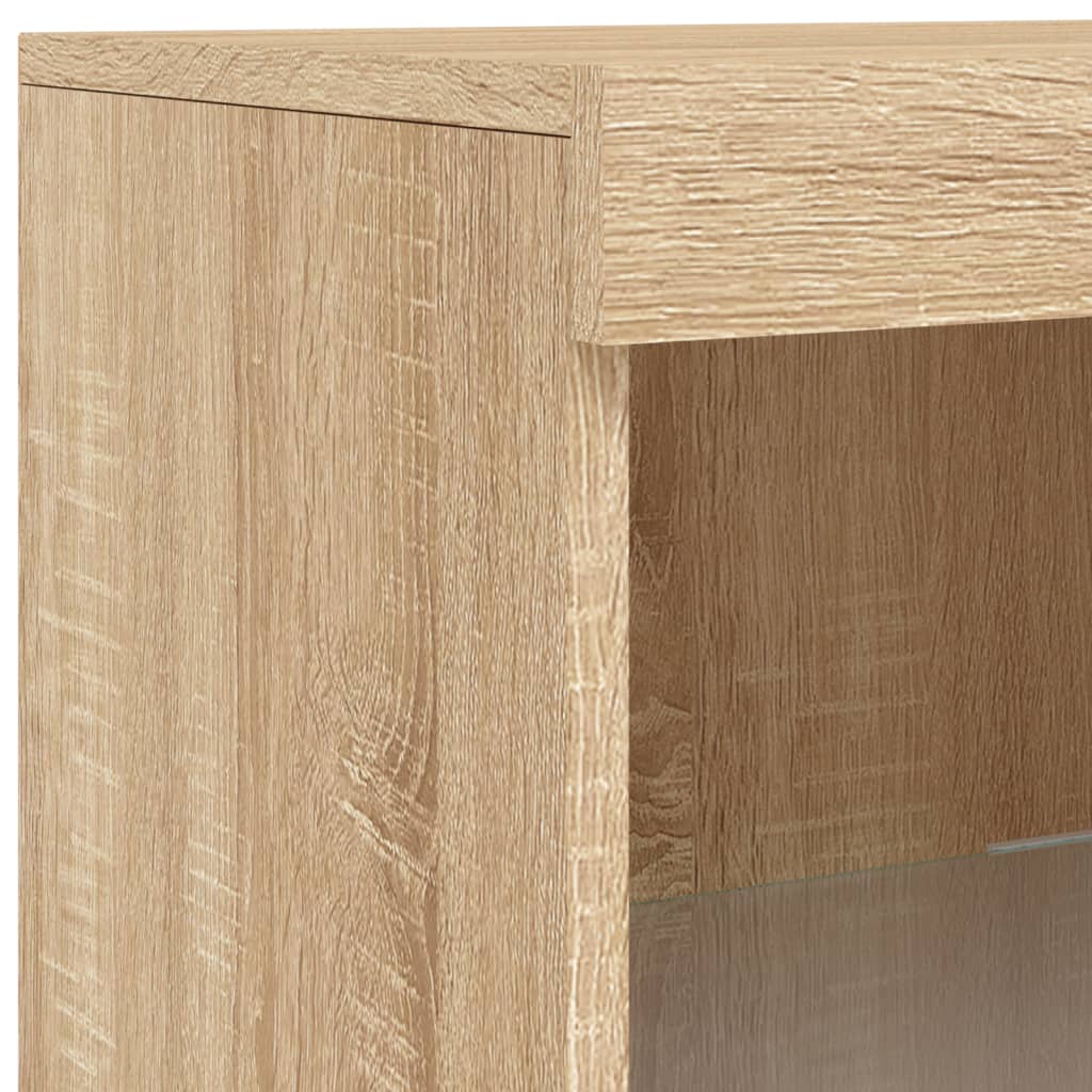 Sideboard mit LED-Leuchten Sonoma-Eiche 202x37x100 cm