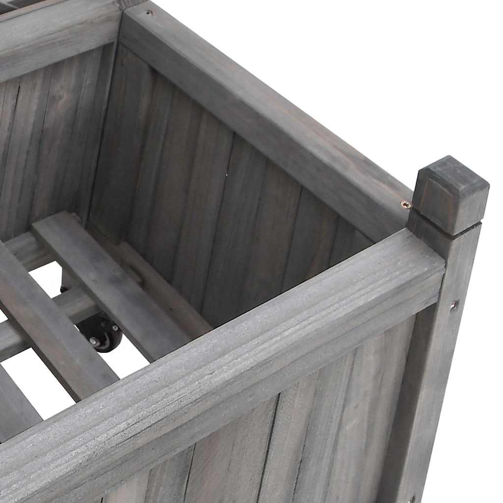 Pflanzkübel mit Rankgitter und Rollen Grau Massivholz Tanne