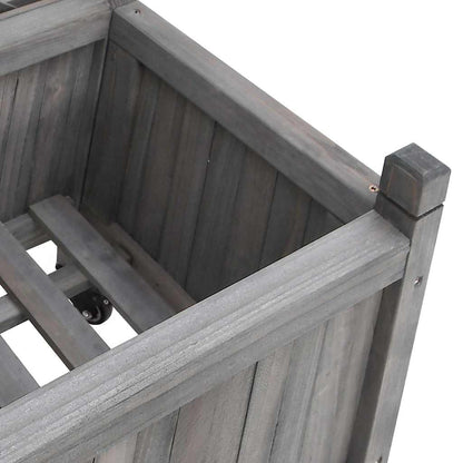 Pflanzkübel mit Rankgitter und Rollen Grau Massivholz Tanne