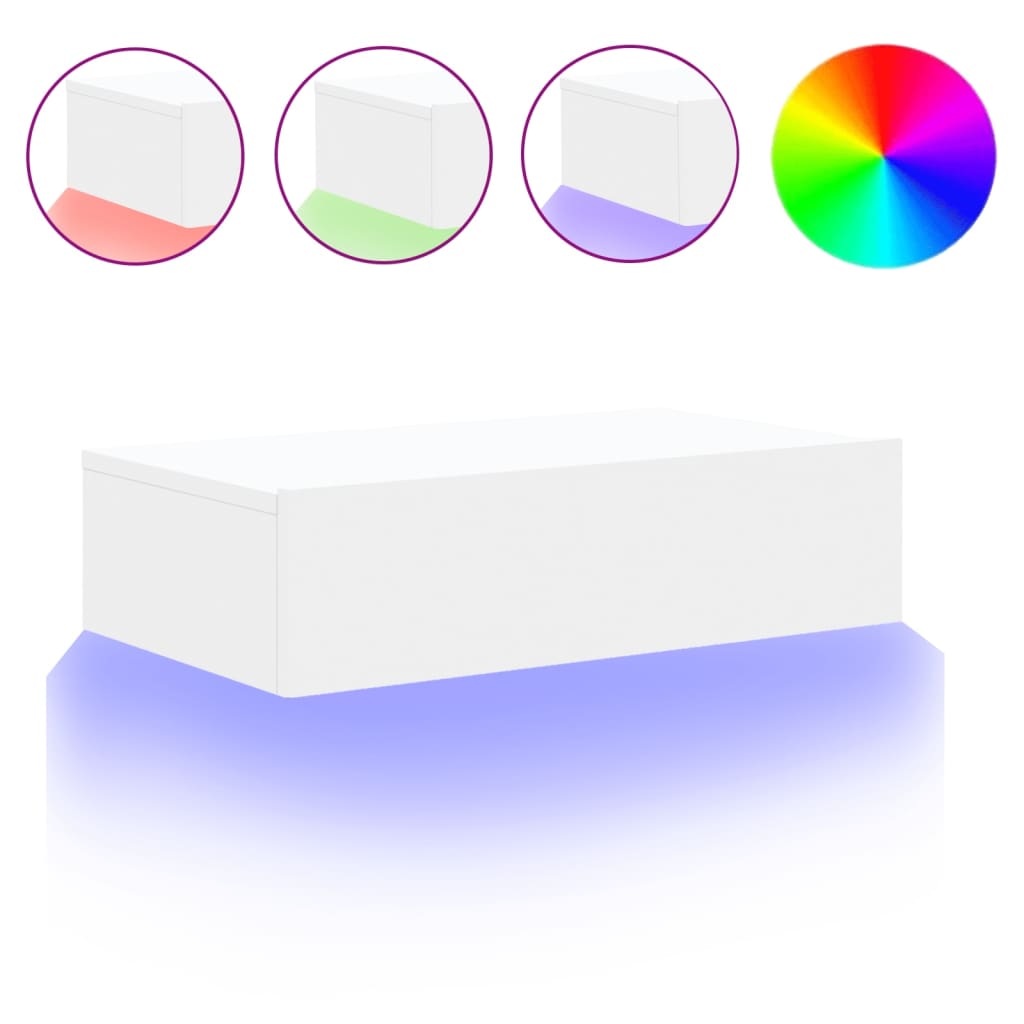 Meuble TV avec lumières LED blanc 60x35x15,5 cm