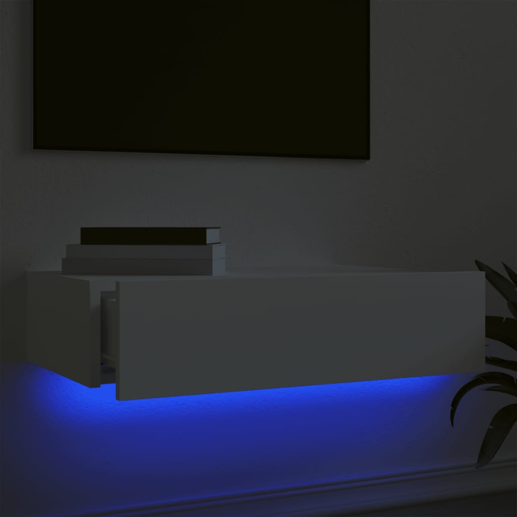 Meuble TV avec lumières LED blanc 60x35x15,5 cm
