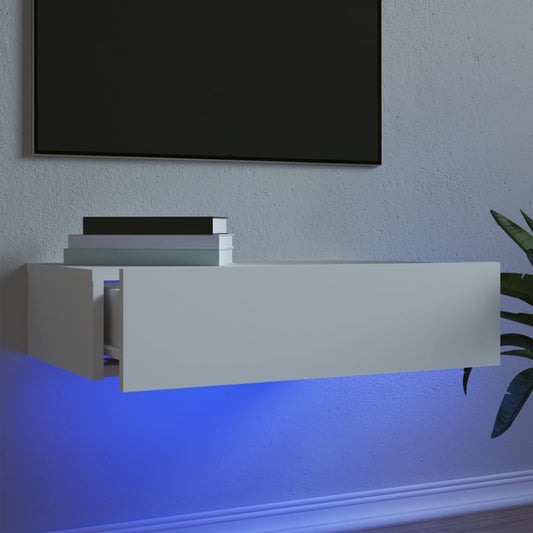 Meuble TV avec lumières LED blanc 60x35x15,5 cm