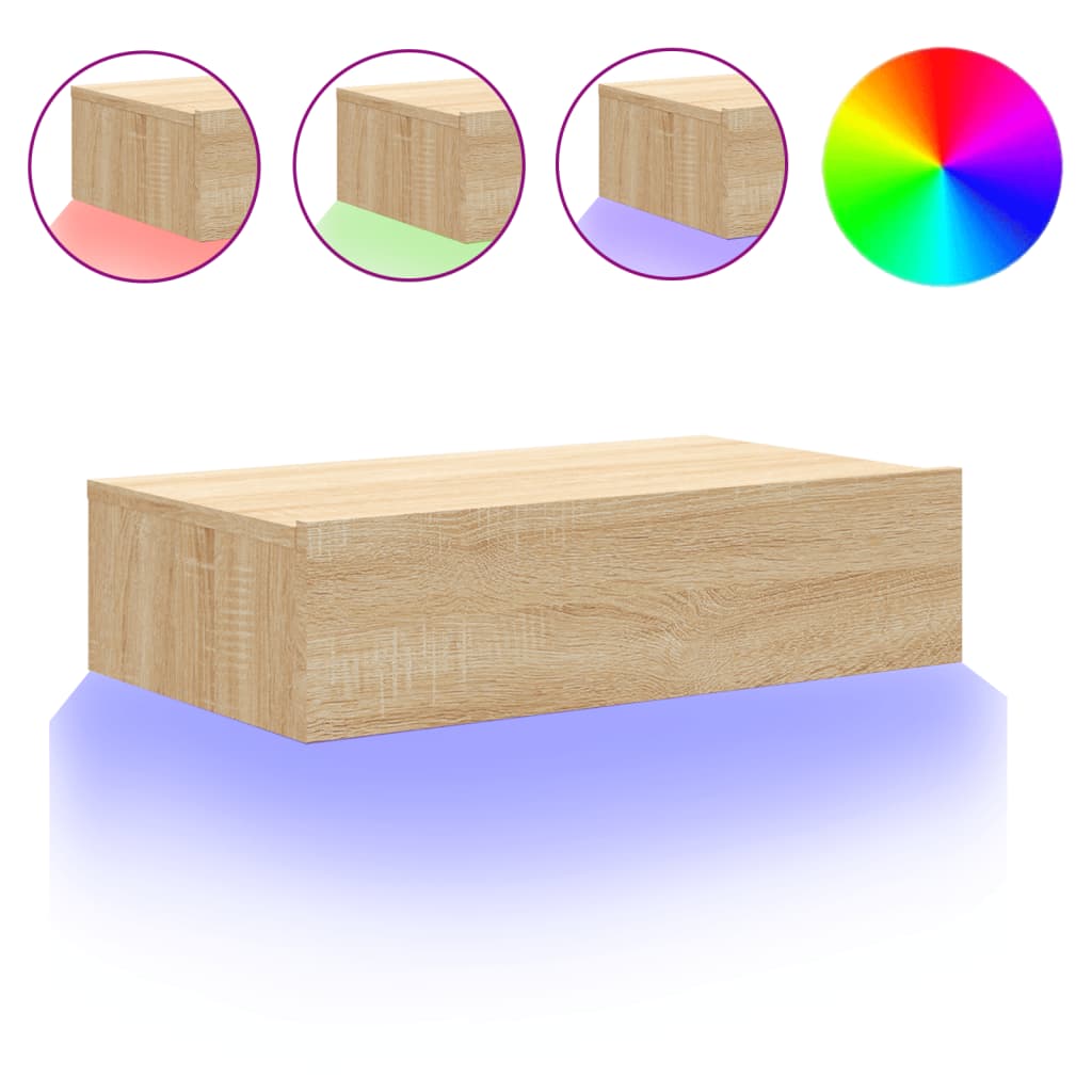 Meuble TV avec lumières LED Chêne Sonoma 60x35x15,5 cm