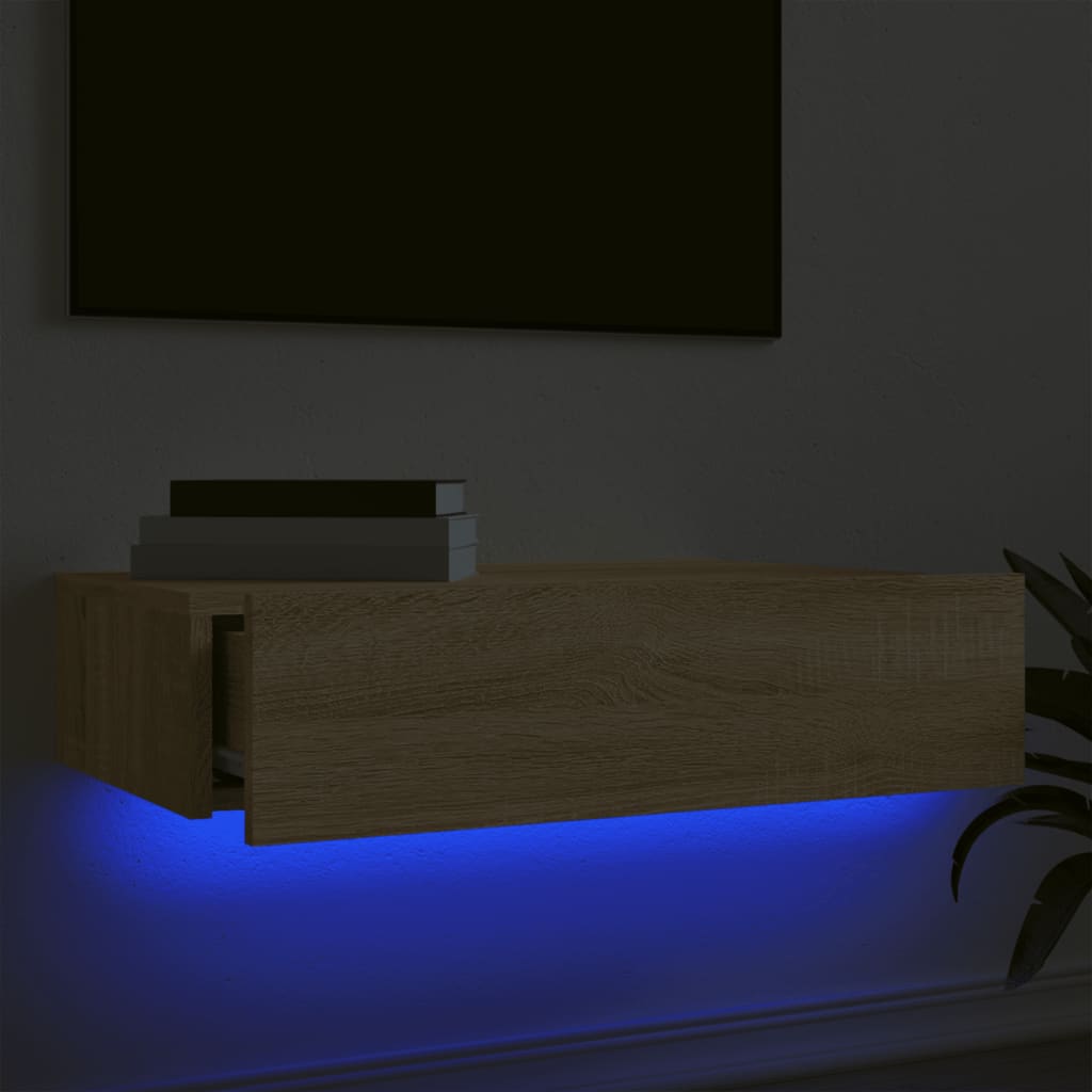 Meuble TV avec lumières LED Chêne Sonoma 60x35x15,5 cm