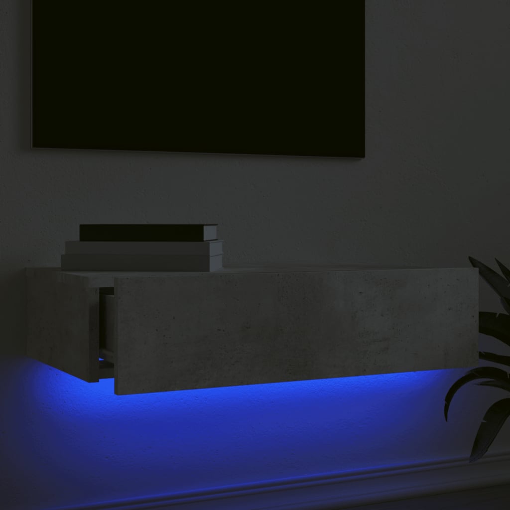 TV cabinet with LED lights concrete grey 60x35x15.5 cm