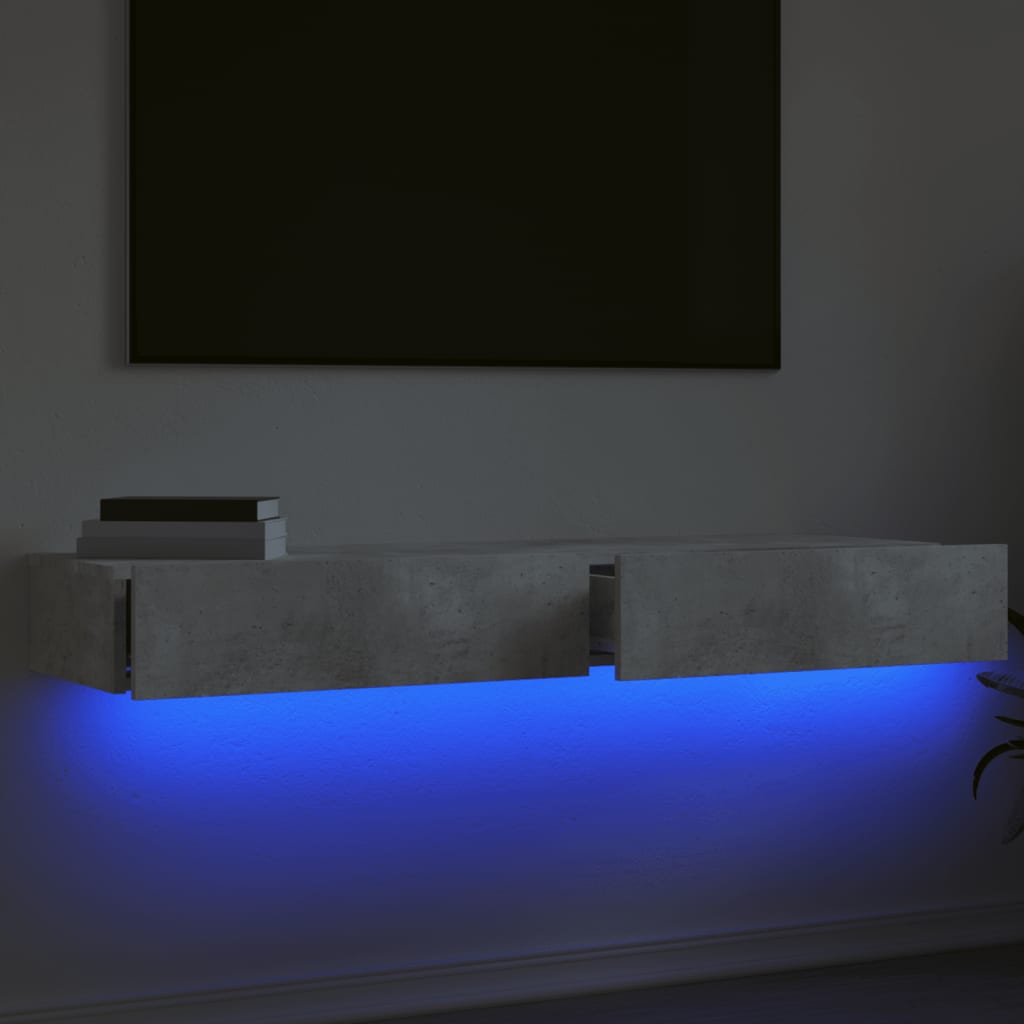 Meubles TV avec lumières LED 2 pcs. Gris béton 60x35x15,5 cm