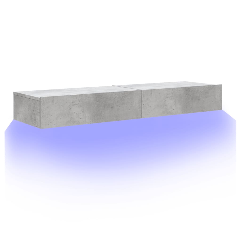 Meubles TV avec lumières LED 2 pcs. Gris béton 60x35x15,5 cm