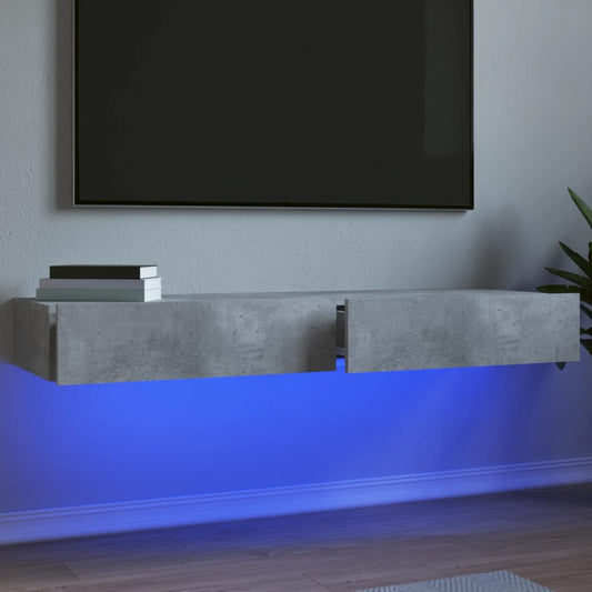 Meubles TV avec lumières LED 2 pcs. Gris béton 60x35x15,5 cm
