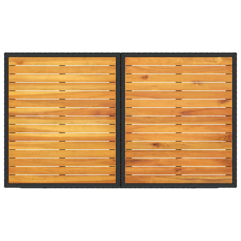 3-tlg. Bistro-Set mit Kissen Schwarz Poly Rattan