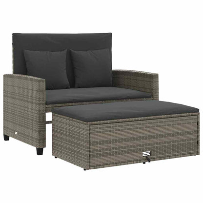 Gartensofa 2-Sitzer mit Kissen Grau Poly Rattan