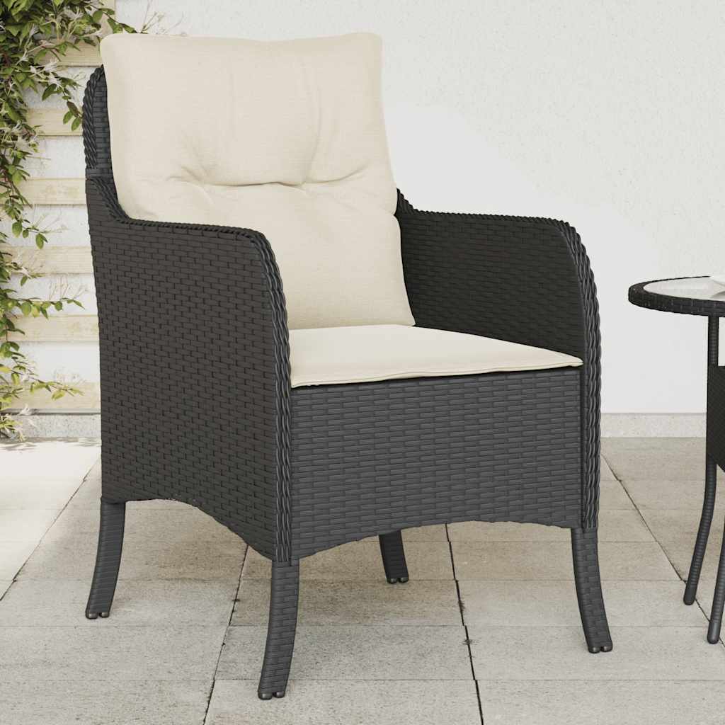 Gartenstühle mit Kissen 2 Stk. Schwarz Poly Rattan