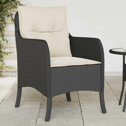 Gartenstühle mit Kissen 2 Stk. Schwarz Poly Rattan