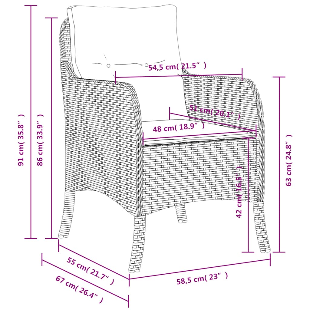 Gartenstühle mit Kissen 2 Stk. Beige Poly Rattan
