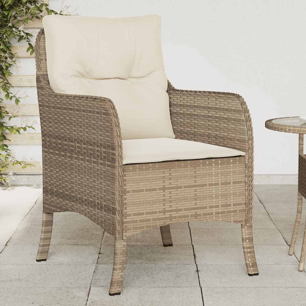 Gartenstühle mit Kissen 2 Stk. Beige Poly Rattan