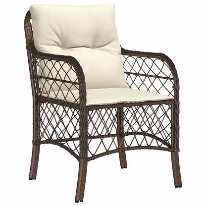 Gartenstühle mit Kissen 2 Stk. Braun Poly Rattan