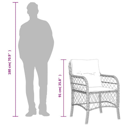 Gartenstühle mit Kissen 2 Stk. Braun Poly Rattan