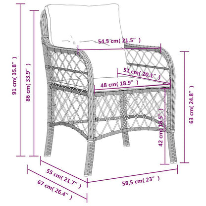 Gartenstühle mit Kissen 2 Stk. Grau Poly Rattan