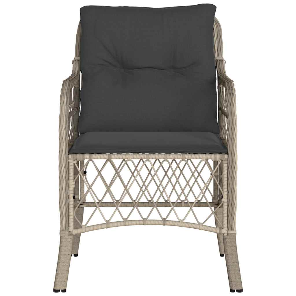 Gartenstühle mit Kissen 2 Stk. Hellgrau Poly Rattan