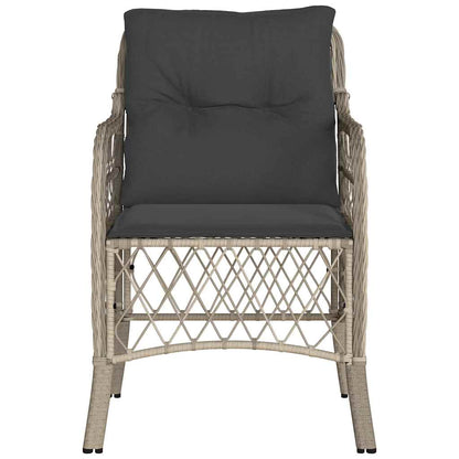 Gartenstühle mit Kissen 2 Stk. Hellgrau Poly Rattan