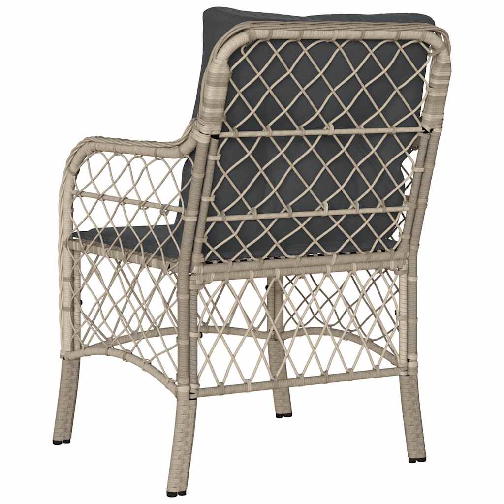 Gartenstühle mit Kissen 2 Stk. Hellgrau Poly Rattan
