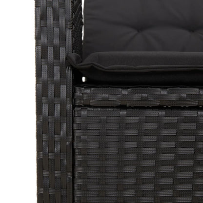 3-tlg. Bistro-Set mit Kissen Schwarz Poly Rattan