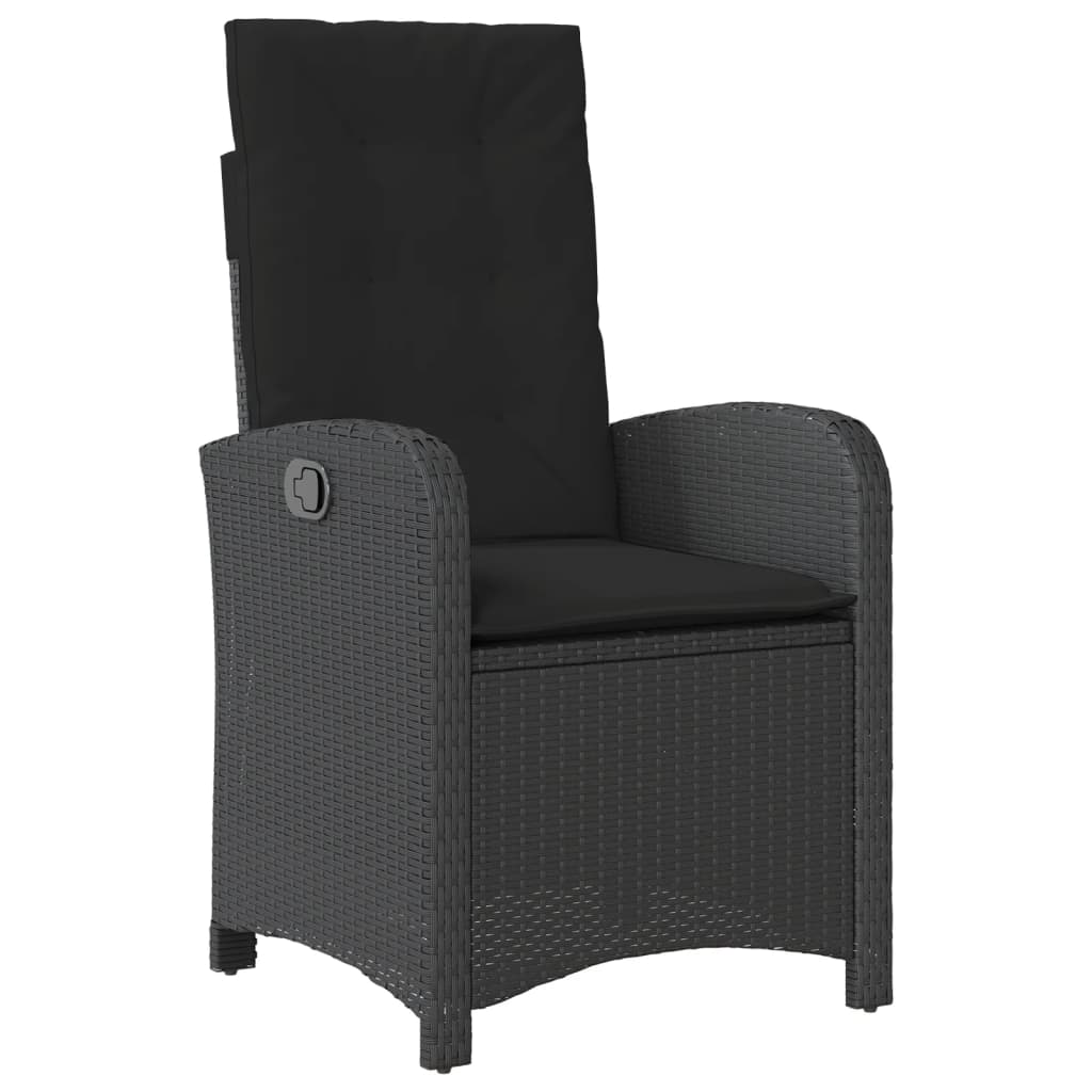 3-tlg. Bistro-Set mit Kissen Schwarz Poly Rattan