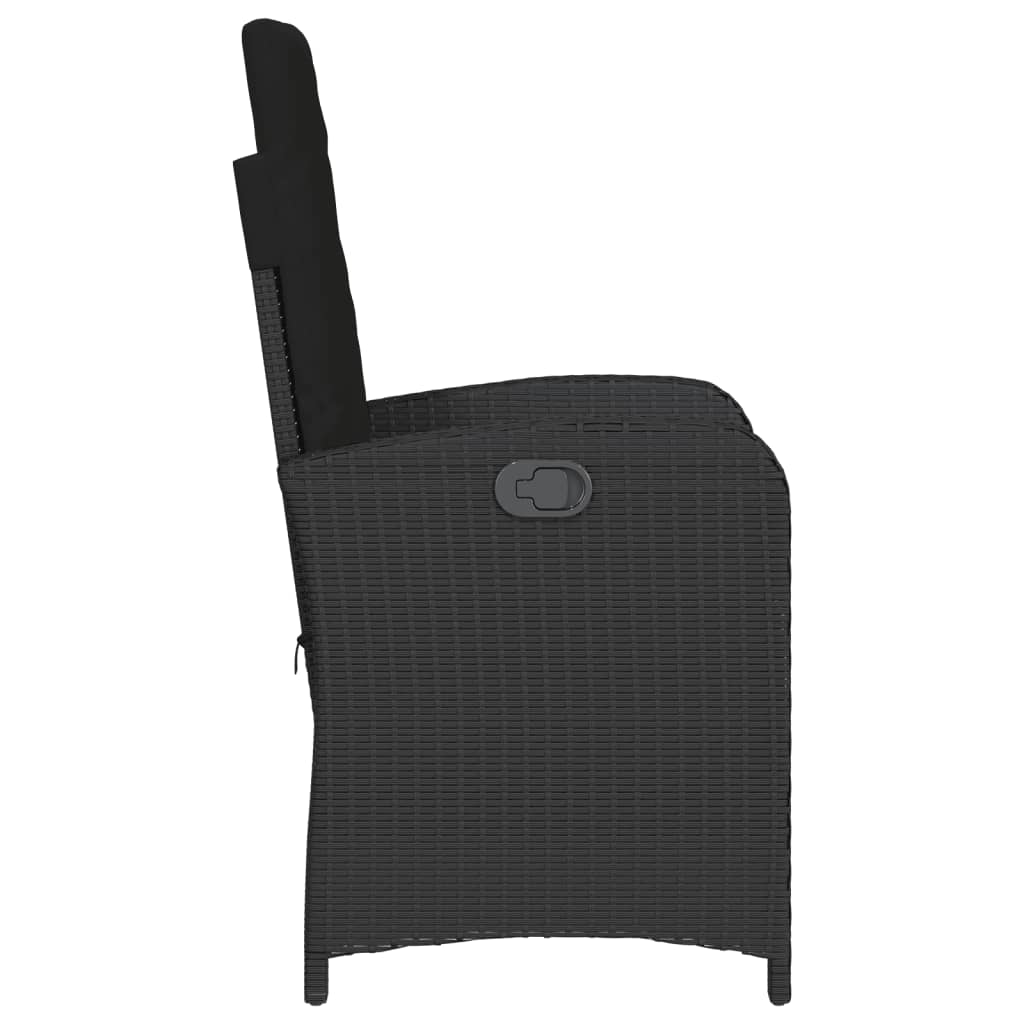 3-tlg. Bistro-Set mit Kissen Schwarz Poly Rattan