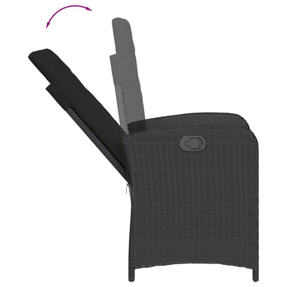 3-tlg. Bistro-Set mit Kissen Schwarz Poly Rattan