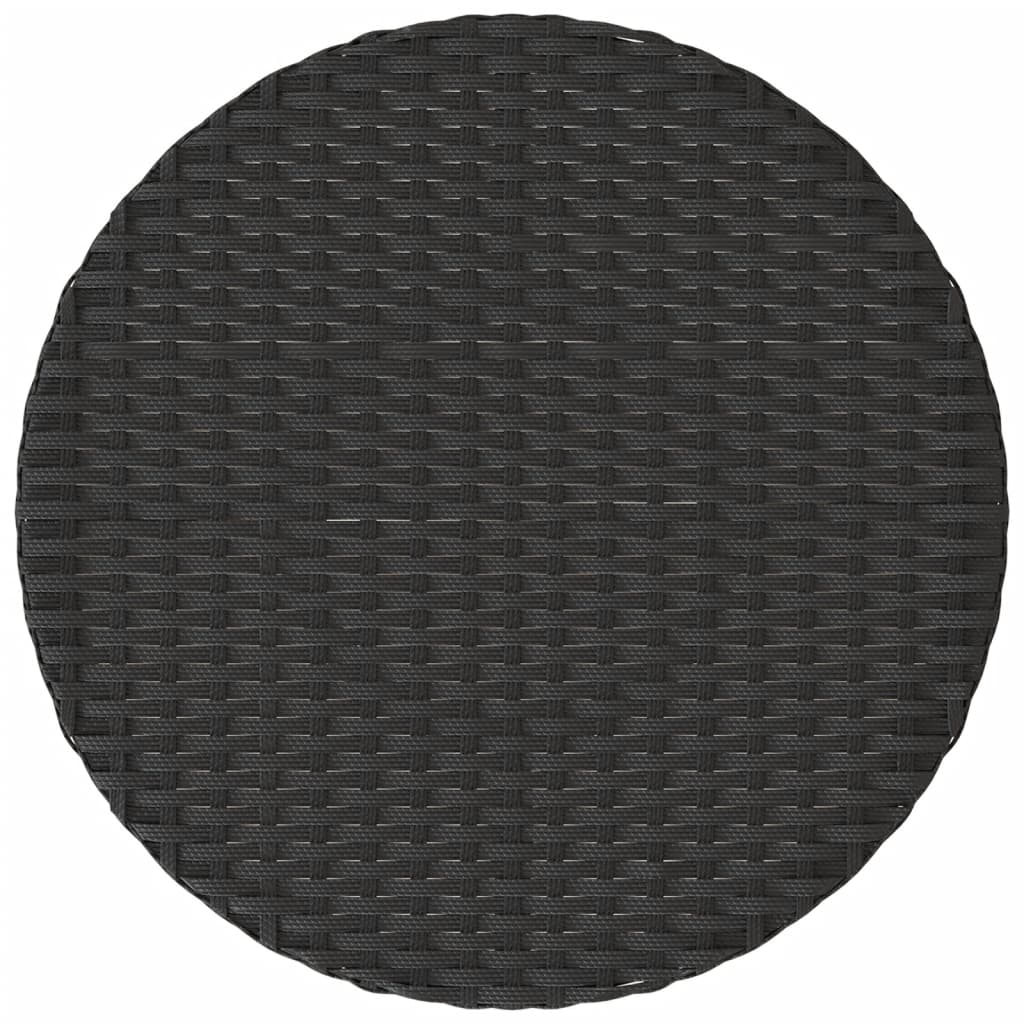 3-tlg. Bistro-Set mit Kissen Schwarz Poly Rattan