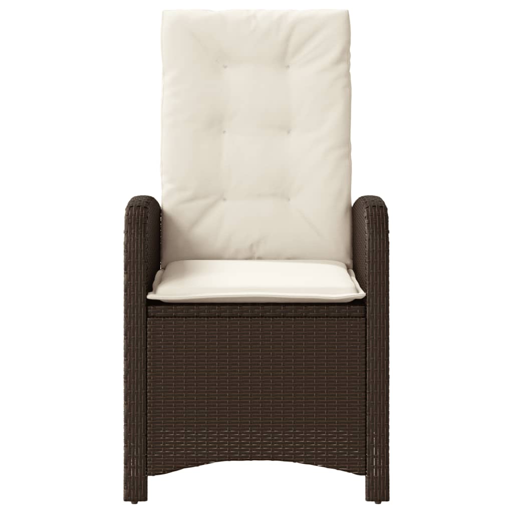 3-tlg. Bistro-Set mit Kissen Braun Poly Rattan