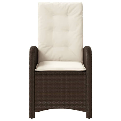 3-tlg. Bistro-Set mit Kissen Braun Poly Rattan