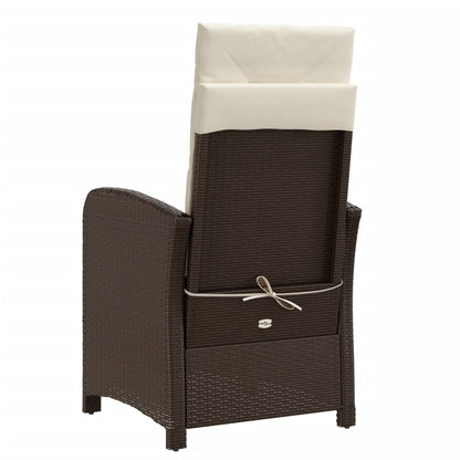 3-tlg. Bistro-Set mit Kissen Braun Poly Rattan