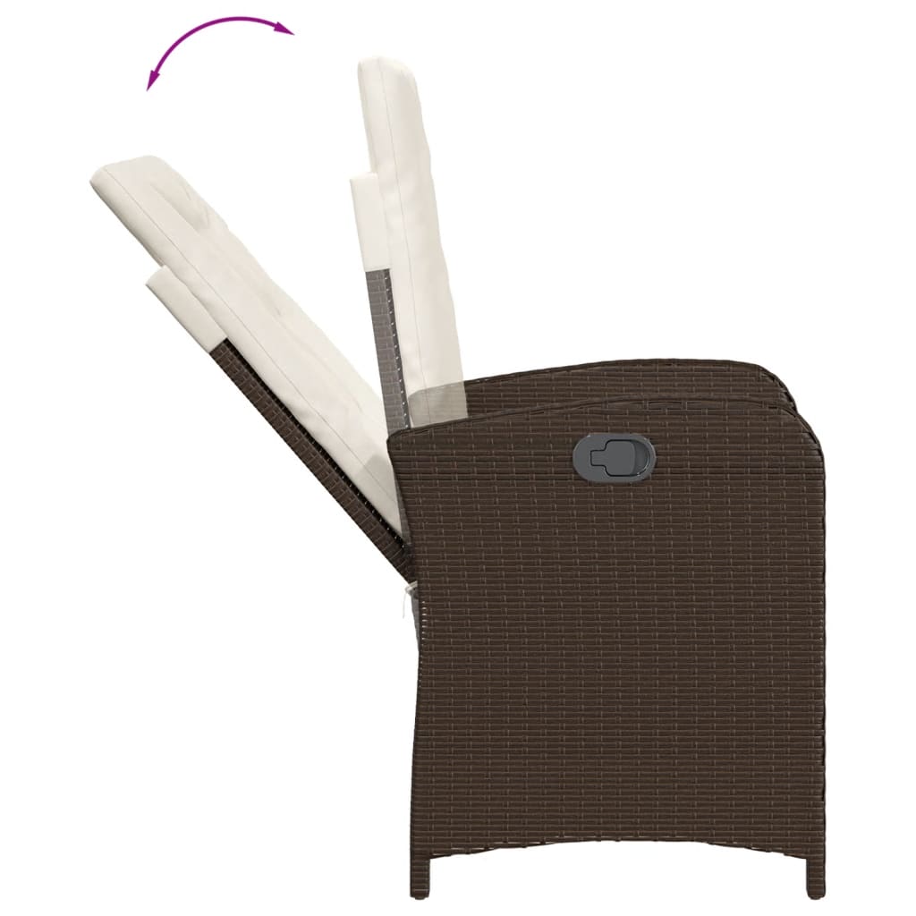 3-tlg. Bistro-Set mit Kissen Braun Poly Rattan