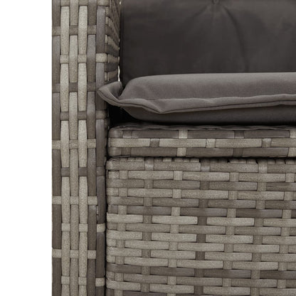 3-tlg. Bistro-Set mit Kissen Grau Poly Rattan