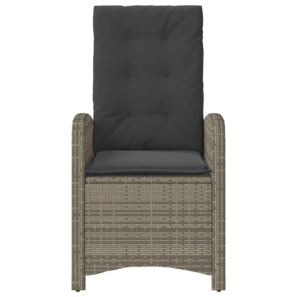 3-tlg. Bistro-Set mit Kissen Grau Poly Rattan