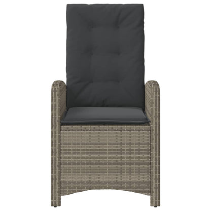 3-tlg. Bistro-Set mit Kissen Grau Poly Rattan