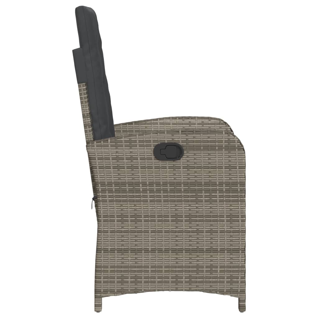3-tlg. Bistro-Set mit Kissen Grau Poly Rattan