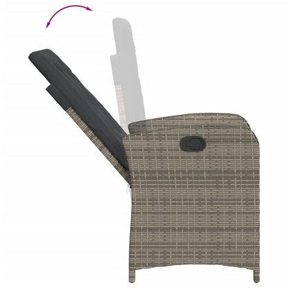 3-tlg. Bistro-Set mit Kissen Grau Poly Rattan