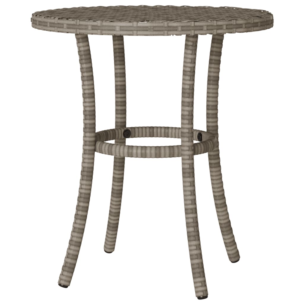 3-tlg. Bistro-Set mit Kissen Grau Poly Rattan