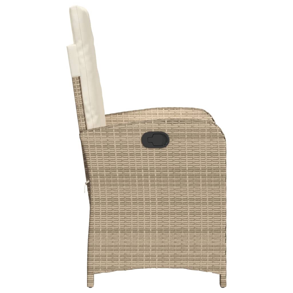 3-tlg. Bistro-Set mit Kissen Beige Poly Rattan